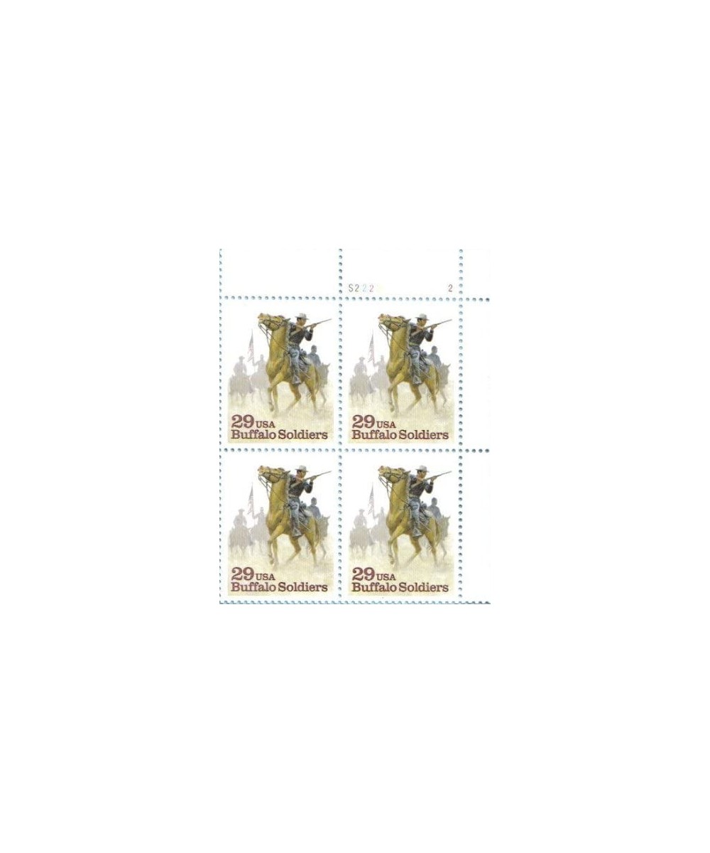 BUFFALO SOLDIERS ~ NEGRO CALVARY ~ BLACK HERITAGE 2818 Plate Block of 4 x 29 cents US Postage Stamps $14.98 - Collectible Pos...