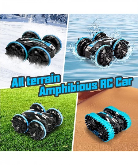 RC Boat Toys for Boys 6 7 8 9 10+ Water and Land Amphibious Remote Control Car 2.4G 4WD RC Vehicle Toys with Replaceable Tire...