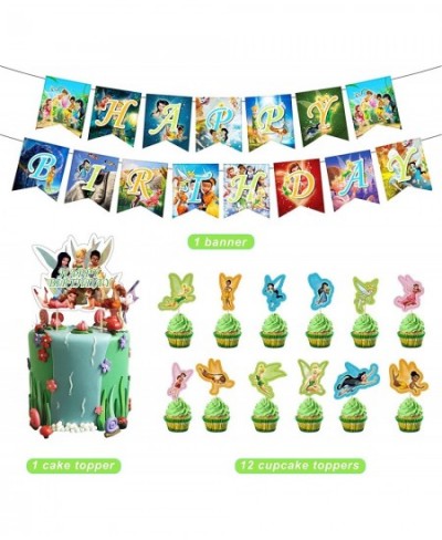 TinkerBell Birthday Party Decorations Fairy Themed Party Suppliers with Happy Birthday Banner Cake Cupcake toppers Latex Ball...