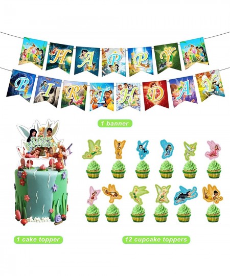 TinkerBell Birthday Party Decorations Fairy Themed Party Suppliers with Happy Birthday Banner Cake Cupcake toppers Latex Ball...