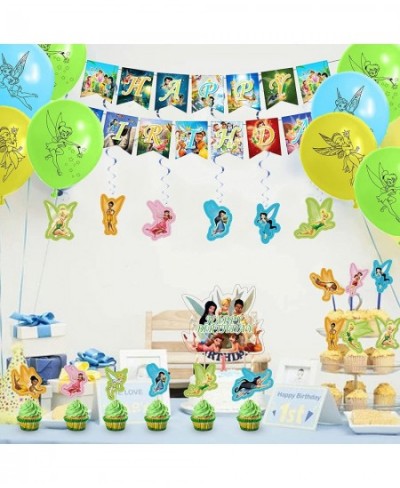 TinkerBell Birthday Party Decorations Fairy Themed Party Suppliers with Happy Birthday Banner Cake Cupcake toppers Latex Ball...