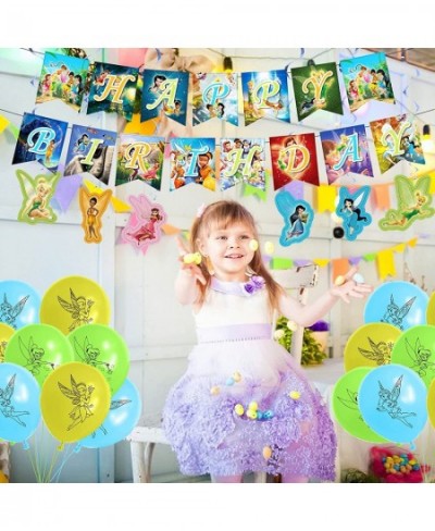 TinkerBell Birthday Party Decorations Fairy Themed Party Suppliers with Happy Birthday Banner Cake Cupcake toppers Latex Ball...