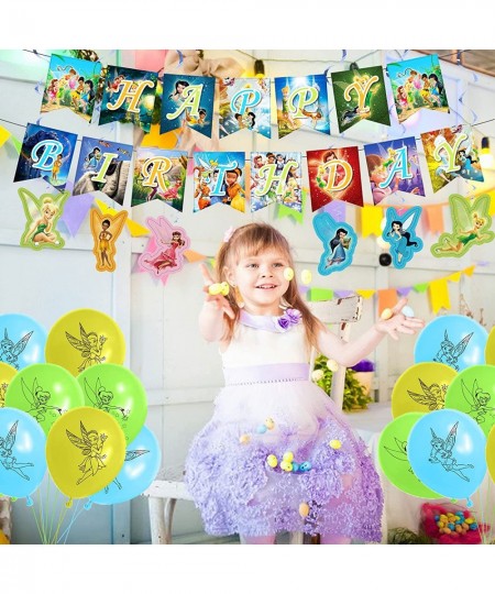 TinkerBell Birthday Party Decorations Fairy Themed Party Suppliers with Happy Birthday Banner Cake Cupcake toppers Latex Ball...