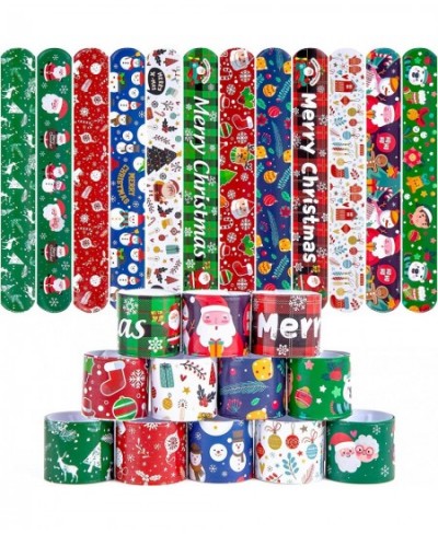 Christmas Slap Bracelets 48PCS Slap Wristbands Bulk 12 Different Christmas Styles Snap Wristbands for Boys Girls Christmas Pa...