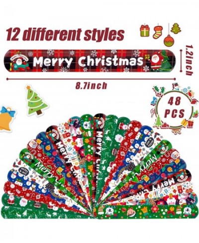 Christmas Slap Bracelets 48PCS Slap Wristbands Bulk 12 Different Christmas Styles Snap Wristbands for Boys Girls Christmas Pa...