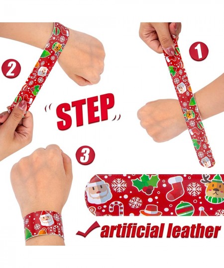 Christmas Slap Bracelets 48PCS Slap Wristbands Bulk 12 Different Christmas Styles Snap Wristbands for Boys Girls Christmas Pa...