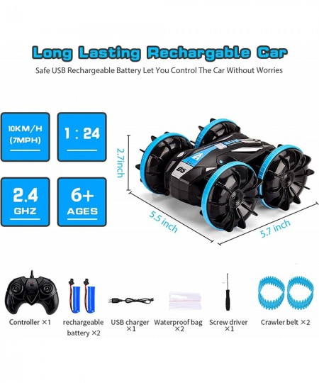 RC Boat Toys for Boys 6 7 8 9 10+ Water and Land Amphibious Remote Control Car 2.4G 4WD RC Vehicle Toys with Replaceable Tire...