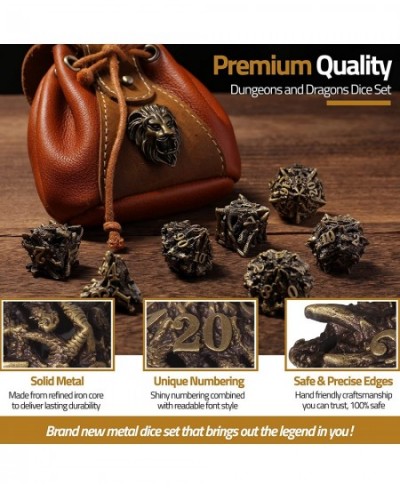 DNDMASTER Hollow Metal DND Dice Set - Unique Dragon Design Dice with Gift Dice Bag for Dungeons & Dragon Gaming Dice Set with...