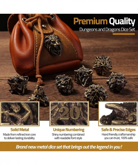 DNDMASTER Hollow Metal DND Dice Set - Unique Dragon Design Dice with Gift Dice Bag for Dungeons & Dragon Gaming Dice Set with...