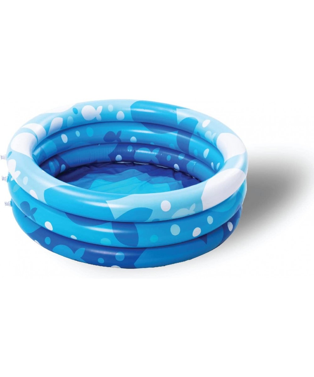 Inflatable Kiddie Pool Blue with Geometric Pattern Swimming Pool 3-Rings for Kids Indoor & Outdoor 34 Inches $19.84 - Swimmin...