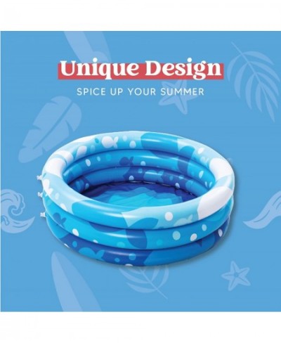 Inflatable Kiddie Pool Blue with Geometric Pattern Swimming Pool 3-Rings for Kids Indoor & Outdoor 34 Inches $19.84 - Swimmin...