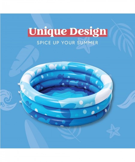 Inflatable Kiddie Pool Blue with Geometric Pattern Swimming Pool 3-Rings for Kids Indoor & Outdoor 34 Inches $19.84 - Swimmin...