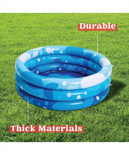 Inflatable Kiddie Pool Blue with Geometric Pattern Swimming Pool 3-Rings for Kids Indoor & Outdoor 34 Inches $19.84 - Swimmin...