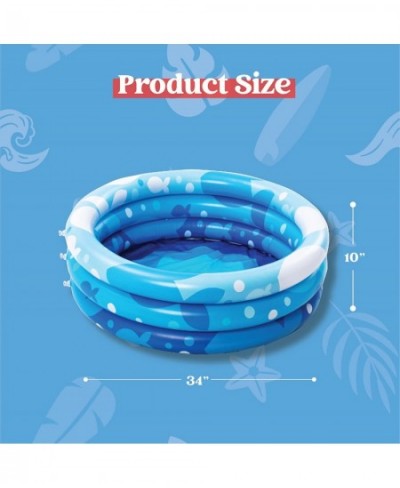 Inflatable Kiddie Pool Blue with Geometric Pattern Swimming Pool 3-Rings for Kids Indoor & Outdoor 34 Inches $19.84 - Swimmin...