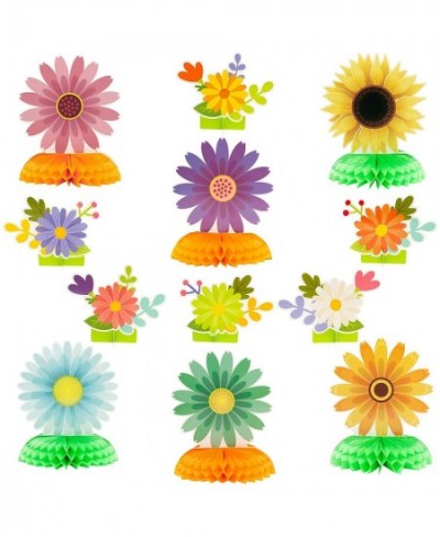 12Pcs Daisy Sunflower Honeycomb Centerpiece Table Toppers Springtime Flowers Table Decorations Colorful Gerbera Daisy Party S...