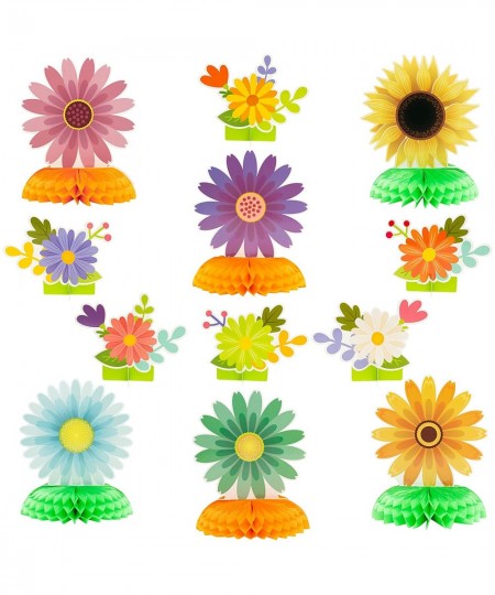 12Pcs Daisy Sunflower Honeycomb Centerpiece Table Toppers Springtime Flowers Table Decorations Colorful Gerbera Daisy Party S...