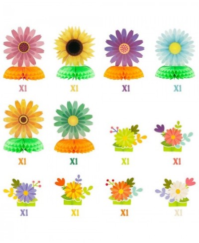 12Pcs Daisy Sunflower Honeycomb Centerpiece Table Toppers Springtime Flowers Table Decorations Colorful Gerbera Daisy Party S...