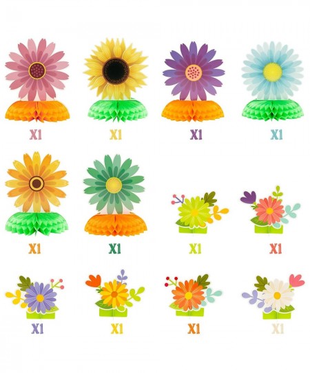 12Pcs Daisy Sunflower Honeycomb Centerpiece Table Toppers Springtime Flowers Table Decorations Colorful Gerbera Daisy Party S...