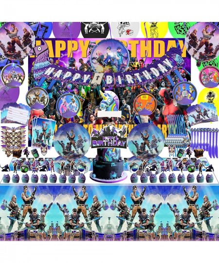 Fornite Party Supplies for Game Fans 145 Pcs Video Game Party Supplies - Include Backdrop Banner Balloons Hanging Swirls Eye ...