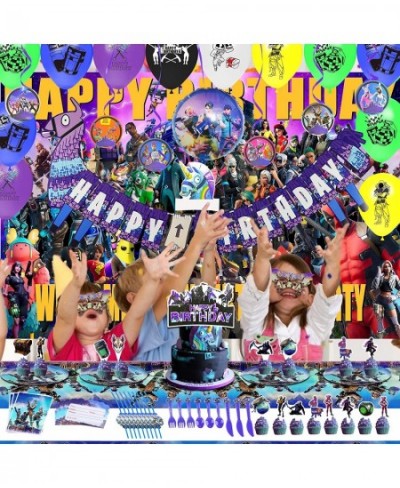 Fornite Party Supplies for Game Fans 145 Pcs Video Game Party Supplies - Include Backdrop Banner Balloons Hanging Swirls Eye ...