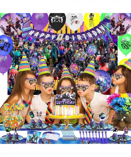 Fornite Party Supplies for Game Fans 145 Pcs Video Game Party Supplies - Include Backdrop Banner Balloons Hanging Swirls Eye ...