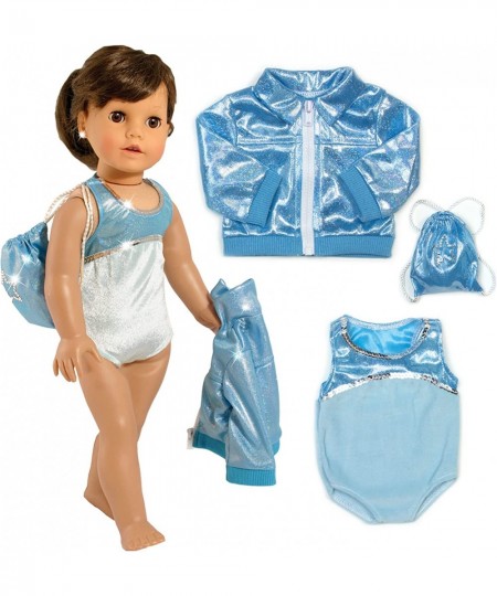 Gymnastics Leotard Jacket and Drawstring Bag Set for 18'' Dolls Aqua $28.48 - Dolls