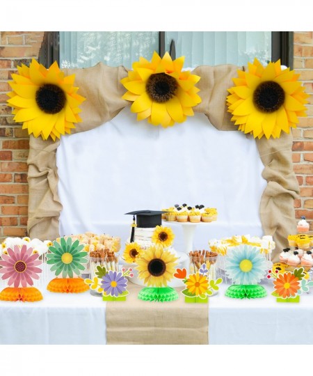 12Pcs Daisy Sunflower Honeycomb Centerpiece Table Toppers Springtime Flowers Table Decorations Colorful Gerbera Daisy Party S...