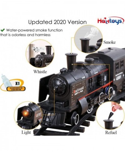 Train Set for Kids Battery-Operated Toy Simulation Steam Locomotive Railway Kit Classical Freight Playset with Realistic Smok...