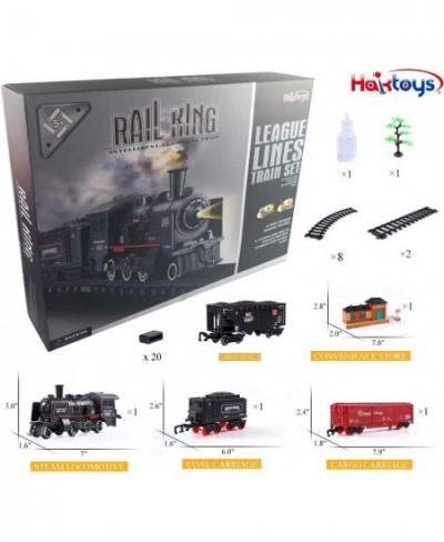 Train Set for Kids Battery-Operated Toy Simulation Steam Locomotive Railway Kit Classical Freight Playset with Realistic Smok...