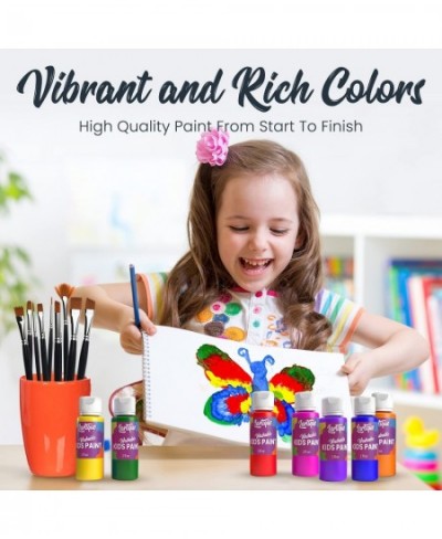 Washable Paint for Kids - 12 Colors Finger Paint Regular and Fluorescent Kids Paint Set Safe Non-Toxic Tempera Paint - 2-Ounc...