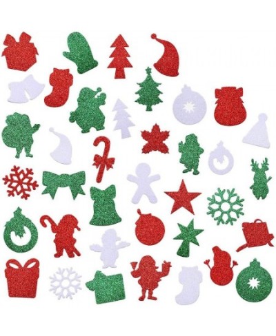 Christmas Glitter Foam Stickers Self-Adhesive Christmas DIY Foam Craft Kits Santa Claus Christmas Tree Snowman Bell Elk Bow f...