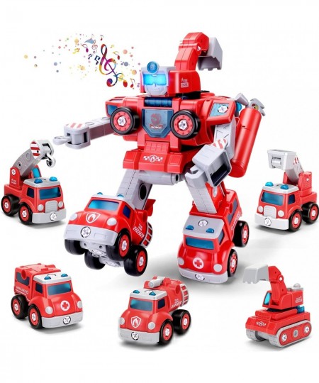 Firetruck Transformer for Boys Kids 3-5 Years Old 5 in 1 Building Set Toy Robot Toy for Toddler Ages 3 4 5 6 7 8 STEM Constru...