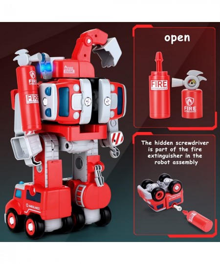 Firetruck Transformer for Boys Kids 3-5 Years Old 5 in 1 Building Set Toy Robot Toy for Toddler Ages 3 4 5 6 7 8 STEM Constru...