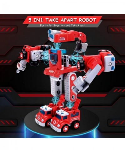 Firetruck Transformer for Boys Kids 3-5 Years Old 5 in 1 Building Set Toy Robot Toy for Toddler Ages 3 4 5 6 7 8 STEM Constru...