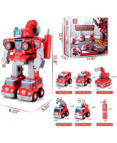 Firetruck Transformer for Boys Kids 3-5 Years Old 5 in 1 Building Set Toy Robot Toy for Toddler Ages 3 4 5 6 7 8 STEM Constru...