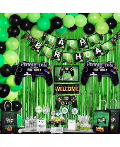 Video Game Party Supplies Gamer Birthday Decorations for Boys Including Green Black Balloons Garland Arch Kit Banner Hanging ...