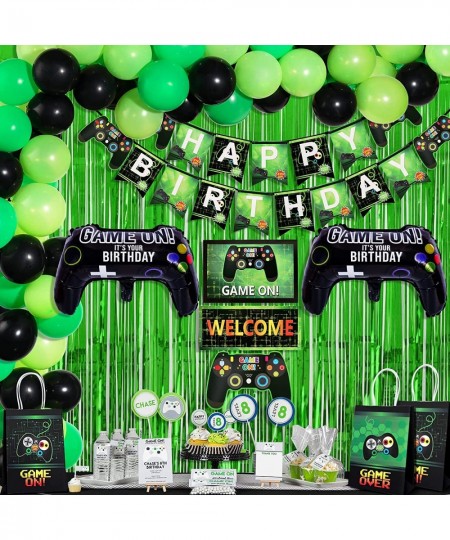 Video Game Party Supplies Gamer Birthday Decorations for Boys Including Green Black Balloons Garland Arch Kit Banner Hanging ...