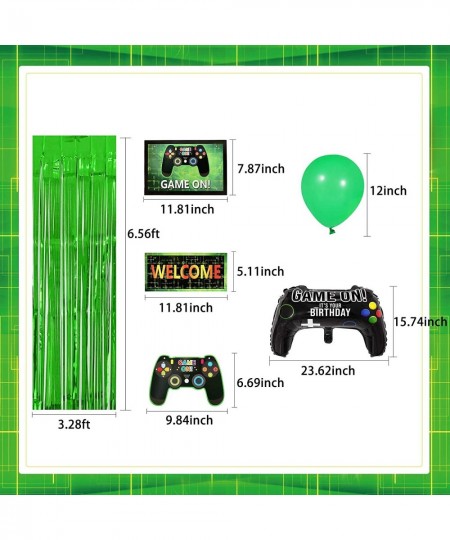 Video Game Party Supplies Gamer Birthday Decorations for Boys Including Green Black Balloons Garland Arch Kit Banner Hanging ...