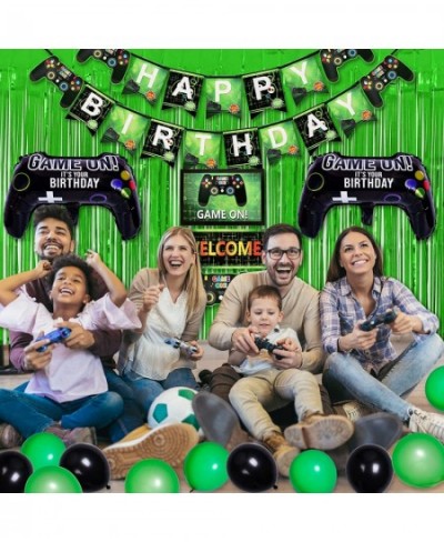 Video Game Party Supplies Gamer Birthday Decorations for Boys Including Green Black Balloons Garland Arch Kit Banner Hanging ...