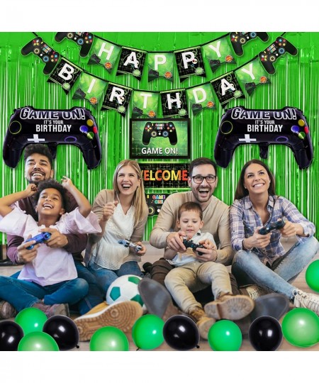 Video Game Party Supplies Gamer Birthday Decorations for Boys Including Green Black Balloons Garland Arch Kit Banner Hanging ...