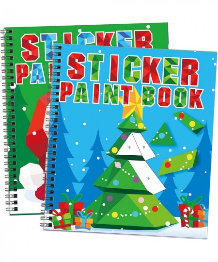 2PCS Christmas Crafts for Kids Ages 4-8 Sticker Paint Books Includes Elf Santa Penguins Snowman and More Designs Gift Party C...