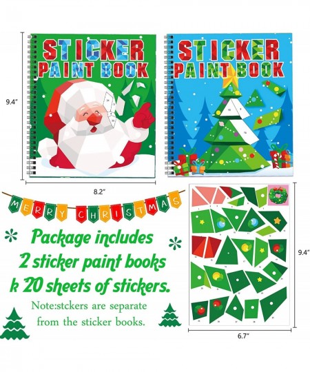 2PCS Christmas Crafts for Kids Ages 4-8 Sticker Paint Books Includes Elf Santa Penguins Snowman and More Designs Gift Party C...