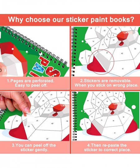 2PCS Christmas Crafts for Kids Ages 4-8 Sticker Paint Books Includes Elf Santa Penguins Snowman and More Designs Gift Party C...