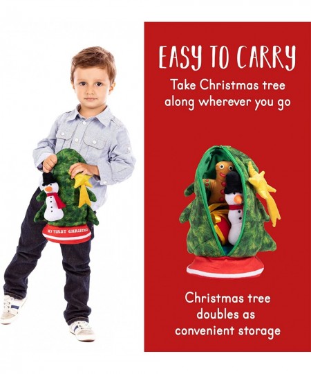 Singing Christmas Tree Plush Set | Includes 4 Soft Plush Ornaments with Plush Christmas Tree Shaped Carrier | Toy Christmas T...