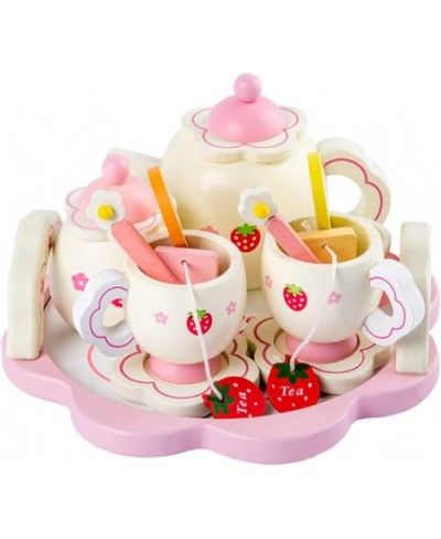 Wooden Tea Set Kids Tea Ware Toys Childrens Pretend Play Food Kitchen Set Wooden Tea Cup Toys ( Accessories for Random Color ...