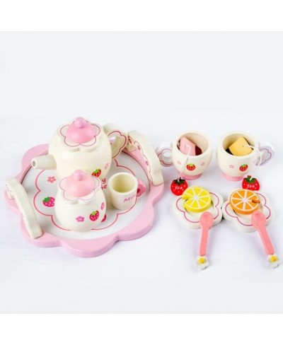 Wooden Tea Set Kids Tea Ware Toys Childrens Pretend Play Food Kitchen Set Wooden Tea Cup Toys ( Accessories for Random Color ...