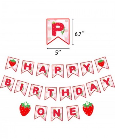 Strawberry Theme Birthday Party Include Banner Photos Wall Cake Toper High Chair Table Plate Cup Knife Fork Spoon Napkin Back...