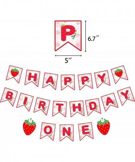 Strawberry Theme Birthday Party Include Banner Photos Wall Cake Toper High Chair Table Plate Cup Knife Fork Spoon Napkin Back...