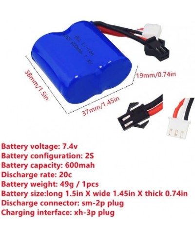 2PCS 7.4V 600mah Lithium Battery for Syma Q2 Q3 Skytech H100 H102 H106 H120 Remote Control Boat Accessories Ship Lithium Batt...