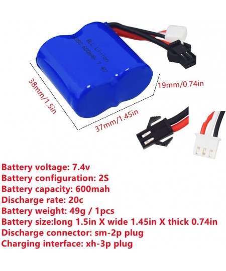 2PCS 7.4V 600mah Lithium Battery for Syma Q2 Q3 Skytech H100 H102 H106 H120 Remote Control Boat Accessories Ship Lithium Batt...